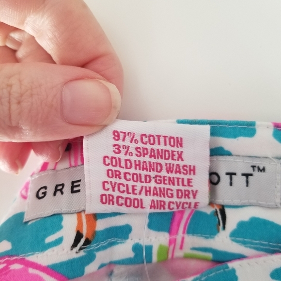 Gretchen Scott Flamingo Print Chino Pants Size XXS Shrimp Colorful - Picture 10 of 12